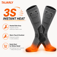 Chaussettes chauffantes électriques TAJARLY 3S à chaleur instantanée, lavables en machine, chaussettes thermiques d'hiver avec poche intelligente pour batterie, pour le travail en extérieur