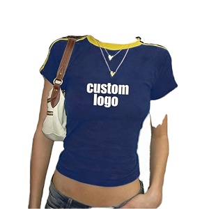 Camiseta Corta <span class=keywords><strong>de</strong></span> Verano <span class=keywords><strong>2021</strong></span>, Estilo Y2K, Manga Corta, Transpirable, con Logotipo, para Mujer, con Cuello Redondo - Product Image 1