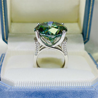 Fabrik-Großhandel 925 Sterling Silber Schmuck Mode Rundschliff 20-Karat Grüner Moissanit-Ring für Damen