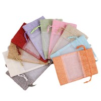 Haute qualité écologique lin Organza cordon pochette cadeau Logo personnalisé toile de jute naturelle pour bonbons café en gros sacs de jute