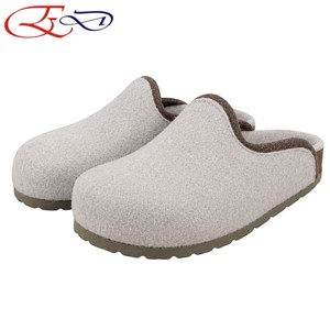 <b>Women's</b> Wool Felt Clogs with Contrast Edge <b>Slip</b> On Closed Toe EVA Sole Shoes for Autumn Winter Daily Casual Wear - Product Image 1