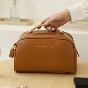 Pochette cosmétique en cuir PU grande capacité, trousse de toilette portable imperméable, sac de maquillage de voyage à double fermeture éclair - Product Image 6