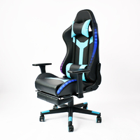 Silla de Juego RGB con Marco Metálico, Silla Ergonómica Reclinable de Cuero con Respaldo Alto y Luces LED para Configuración de Juegos de PC