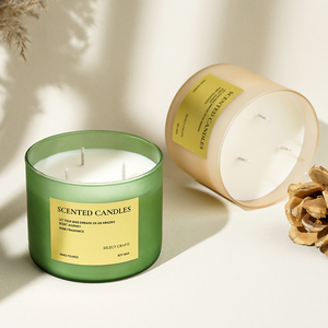 <span class=keywords><strong>Bougie</strong></span> parfumée en cire de soja de luxe haut de gamme, tendance, pour la décoration de la maison, personnalisée, en verre, à 3 mèches, pour le bain et le corps, vente en gros - Product Image 2