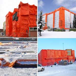 Bâches de construction extérieures résistantes à l'hiver, imperméables, anti-UV, isolées contre le froid, tissées en PE, enduites de polyéthylène / Bâches robustes pour le durcissement du béton - Product Image 6