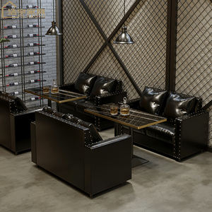 यू एल आकार रेस्तरां हुक्का लाउंज फर्नीचर बार कैफे बूथ पु चमड़े रात क्लब सोफे, पब बार कुर्सी और मेज काउंटर सेट - Product Image 4