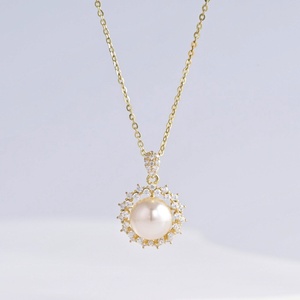 wholesale plata 925 sterling silver shell pearl pendant <b>necklace</b> Everyday Wear Flower 18k Gold Plated bridal dainty <b>necklaces</b> - Product Image 3