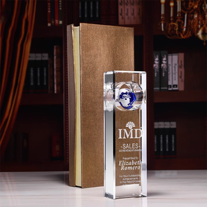 รางวัลความเป็นเลิศ ลูกแก้วคริสตัลทรงโลก ขัดเงาและสลักชื่อ สำหรับธุรกิจ - Product Image 6