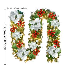 <span class=keywords><strong>Guirnalda</strong></span> navideña con <span class=keywords><strong>luces</strong></span> <span class=keywords><strong>Guirnalda</strong></span> exterior preiluminada <span class=keywords><strong>de</strong></span> 9 pies para decoración <span class=keywords><strong>de</strong></span> interiores, chimeneas, escaleras, puertas - Product Image 4