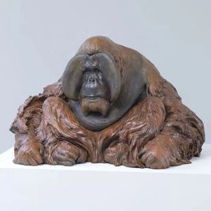 Fabbrica fatta in ottone fusione di rame animale scultura esterna a grandezza naturale decorazione da giardino bronzo <span class=keywords><strong>orangutan</strong></span> gorilla statua - Product Image 1