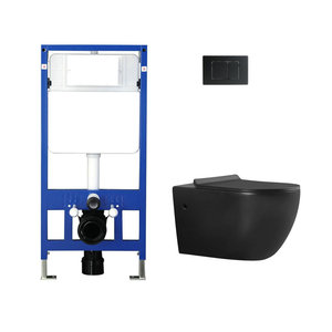 Best Selling Matte <strong>Black</strong> Color Wall Mounted Concealed Flushing Tank Wash Down Ceramic <strong>Toilet</strong> and Built in Wash Closet WC - Product Image 1