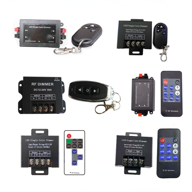 DC 12V 24V 3Key 11Key LED Single Color Dimmer 8A 20A 30A Wireless Remote Controller Dimming Switch For 5050 3528 Strip Light