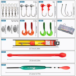 LUSHAZER Kit de <span class=keywords><strong>pêche</strong></span> 39 pièces/ensemble : Hameçons, appâts souples, boîte <span class=keywords><strong>à</strong></span> accessoires de <span class=keywords><strong>pêche</strong></span>, flotteurs, hameçons plombés et leurres - Product Image 2