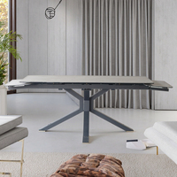 Meubles de salle à manger modernes et luxueux sur mesure, pieds en métal, plateau en céramique, verre trempé, table pliable 8 places