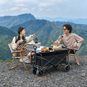 Table de camping pliable avec roues universelles, grande taille, portable, <span class=keywords><strong>pour</strong></span> pique-niques en plein air, excursions, marchés nocturnes, noir - Product Image 2