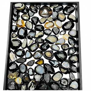 Ágata Negra Natural con Rayas, Gema Suelta con Juego de Color, Cabujones Pulidos de Forma Libre, Piedras de Formas Mixtas para Hacer Collares FAIJAN GEMS - Product Image 1