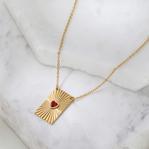 JLN0222 Joolim <span class=keywords><strong>Collana</strong></span> <span class=keywords><strong>con</strong></span> Ciondolo in Acciaio Inossidabile Placcato Oro 18K PVD, Impermeabile, Delicato Cuore di <span class=keywords><strong>Rubino</strong></span> <span class=keywords><strong>Rosso</strong></span> <span class=keywords><strong>con</strong></span> Diamanti - Product Image 6