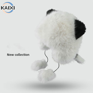 Bonnet en fausse <span class=keywords><strong>fourrure</strong></span> épaisse et moelleuse avec oreilles et queue d'ours, forme animale, chaud et doux, avec <span class=keywords><strong>fourrure</strong></span> de <span class=keywords><strong>renard</strong></span>, pour femmes, vente en gros OEM personnalisée - Product Image 3