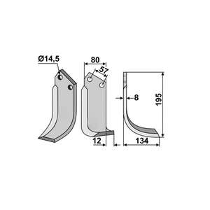 Lame de fraise rotative 0064811D Modèle droit gauche Compatible avec K1601100 722537 Lames de cultivateur traitées thermiquement à haute dureté - Product Image 3