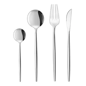 Matte Silver Utensil Wedding Events Travel Stainless Steel Wholesale Kitchen Spoon Fork Gold Cutlery Flatware Set