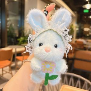 ตุ๊กตากระต่ายขนนุ่มพร้อมผ้าคลุมศีรษะลูกไม้ หูยาว พวงกุญแจตุ๊กตาสัตว์นุ่มนิ่ม ของเล่นตุ๊กตากระต่ายนุ่มสำหรับเด็กผู้หญิง ของขวัญพร้อมส่ง - Product Image 6