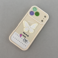 Casing HP iPhone 17 Pro Frosted Tpu 3d Motif Kupu-kupu Berhias Berlian Hijau Lucu Grosir