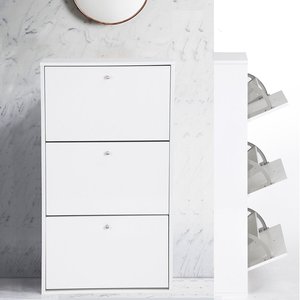 Armoire à chaussures moderne en bois avec support personnalisé 3 tiroirs rabattables Étagères à chaussures autoportantes pour la maison Armoire de rangement - Product Image 2