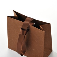 Sacs cadeaux en papier de luxe personnalisés avec logo, papier texturé spécial, ruban satiné, poignée en ruban, pour emballages de bijoux de boutique, directement de l'usine