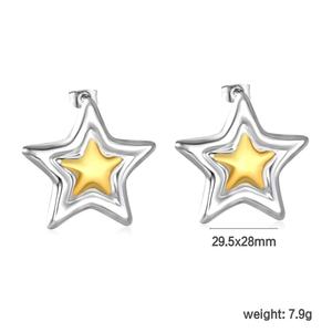 Trendy 18K Gold Plated Stainless Steel <b>Stud</b> <b>Earrings</b> <b>Fashion</b> Jewelry Chunky Non Tarnish Mix Two Tone Star <b>Earrings</b> for Women - Product Image 2