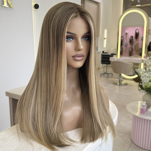 Perruques Lace Front de Qualité Supérieure en Cheveux Européens, Couleur Blond Miel avec Mèches Piano, 100% Cheveux Européens, pour Femmes Blanches - Product Image 3