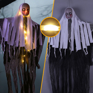 Guirlandes lumineuses fantômes suspendues pour Halloween, guirlandes lumineuses LED fantômes alimentées par piles, 3 modes d'éclairage, décoration intérieure et extérieure pour fête et jardin - Product Image 6