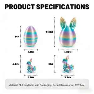 Ensemble d'œufs de <span class=keywords><strong>lapin</strong></span> imprimés en 3D, jouets de Pâques à succès transfrontalier, ornements créatifs, cadeau pour enfants, jouets de fête et de vacances avec rangement - Product Image 4