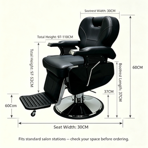 Fauteuil de Barbier Hydraulique Inclinable Robuste en Métal pour Professionnels - Équipement de Salon d'Antiquités en Gros - Product Image 6