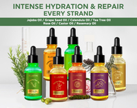 Huile essentielle de romarin biologique pour la croissance des cheveux, fortifiant et soulageant les pellicules et les démangeaisons infusées à la noix de coco et au jojoba