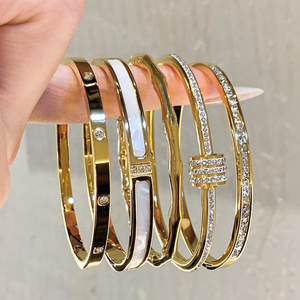 Gioielli in Acciaio Inox all'Ingrosso Bracciale in Acciaio Inox con Zirconi Completi Bracciale in Acciaio al Titanio di Alta Qualità Squisito e Che Non Sbiadisce - Product Image 2