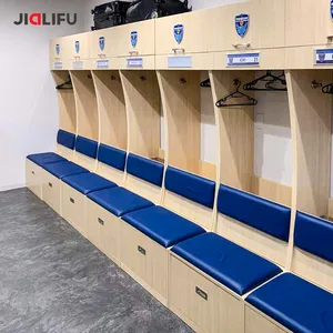 Customized Football Club Locker Room Waterproof HPL Phenolic Athlete Lockers With Bench