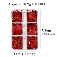 Paillettes Cœur Rouge Saint-Valentin 12 Grilles Formes Cœur Creuses Mixtes pour Ongles Acryliques à Presser DIY