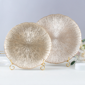Piatto di Presentazione in Vetro StarLuckIN con Effetto Raggi di Sole, Design Dorato di Lusso, Sottopiatto Decorativo per Matrimoni, Eventi e Feste - Product Image 5