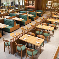 Ensemble de table à manger de luxe en bois moderne tout en bois et métal Tables 6 places avec 6 chaises Ensembles de meubles de restaurant