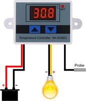 Contrôleur de température numérique LED XH-W3001 avec sonde étanche, thermostat programmable pour chauffage et refroidissement -50-110 ℃