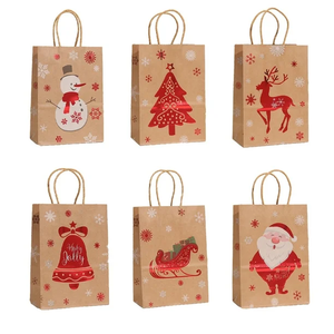 Customized Cartoon Santa Claus Snowman Kraft Paper Gift <strong>Bag</strong> For Holiday Paper Gift <strong>Bags</strong> <strong>Christmas</strong> Goody <strong>Bags</strong> - Product Image 2