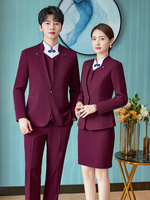 Ropa de trabajo de Recepción de bienvenida de negocios profesional, restaurante chino, gerente de banquete de Hotel, traje de personal de recepción, 4 transpirables