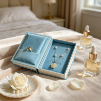 Elegantes Cajas de Joyería con Anillo, Collar de Perlas, Aretes, Bandeja de Terciopelo, Perfume, Luz USB, Set de Regalo al por Mayor