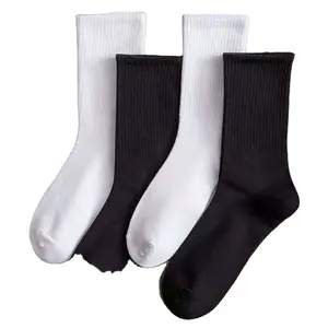 Sifot Crew Socks Wholesale Custom Unisex White And Black Solid Business Design Own Logo Casual Cotton Knitted High Quality Men