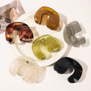 Grandes pinces à cheveux en acrylique Big Barrette Crab Pinces à cheveux léopard simples Accessoires de cheveux de mode pour femme - Product Image 1