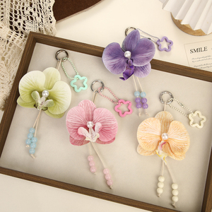 <span class=keywords><strong>Kawaii</strong></span> faux तितली orchid फूलों की कीरिंग महिला कार की चाबी गहने लक्जरी डिजाइनर आकर्षक पेंट्स - Product Image 2