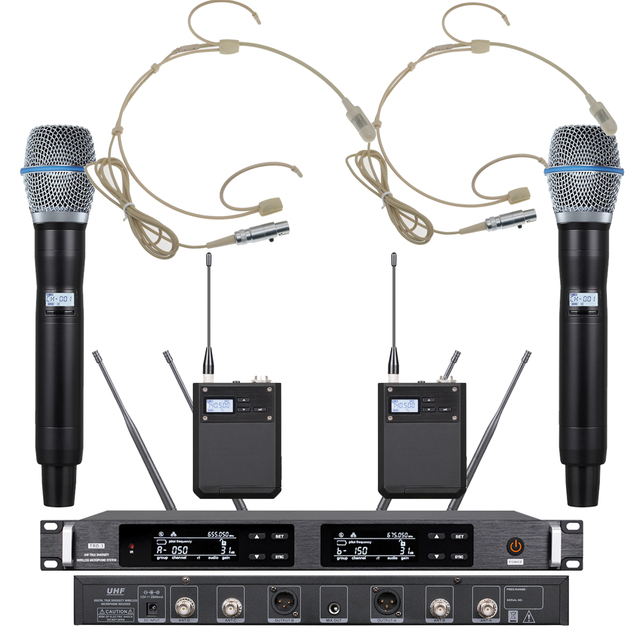 ULXD4D 2 Channel Wireless Microphone Stage Performance System ULXD4 Beta87 Transmitter Condenser Dynamic Ear Headset BodyPack
