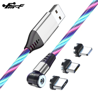Mengubah Colorful LED Mengalir 540 Memutar Magnetic Multi Kabel Pengisian USB