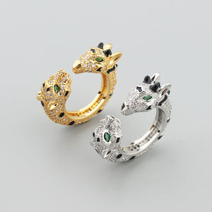 LX0550 2024 Nouveau <span class=keywords><strong>bracelet</strong></span> plaqué or 18 carats avec tête de léopard <span class=keywords><strong>Bracelet</strong></span> en laiton avec zircon et <span class=keywords><strong>girafe</strong></span> - Product Image 5