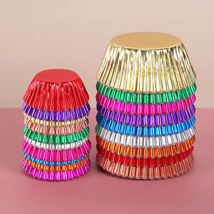Moules à gâteaux en <span class=keywords><strong>papier</strong></span> aluminium miniatures plats de 2,6*1,7 cm, couleurs rouge, argent, or, vert, outils de décoration de gâteaux, fournitures de pâtisserie - Product Image 5